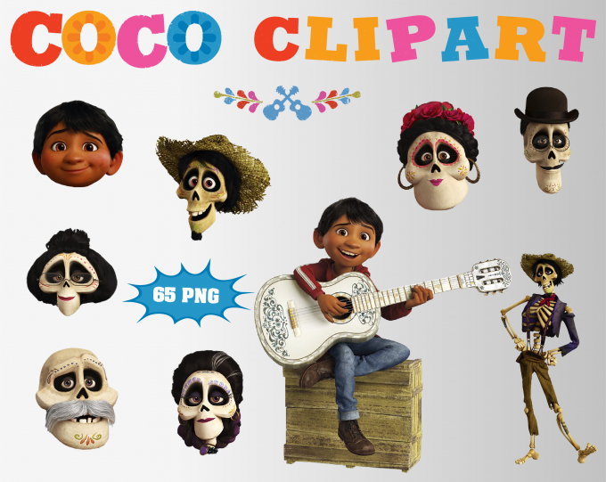 Coco png clipart, birthday party decoration