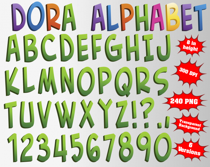 Dora The Explorer png Alphabet, Numbers and Symbols