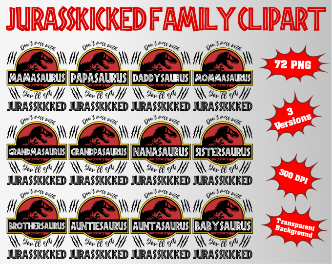 Jurasskicked Family png clipart, birthday party decoration