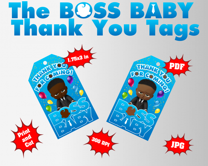 African Boss Baby Thank You Tags png clipart, birthday party decoration