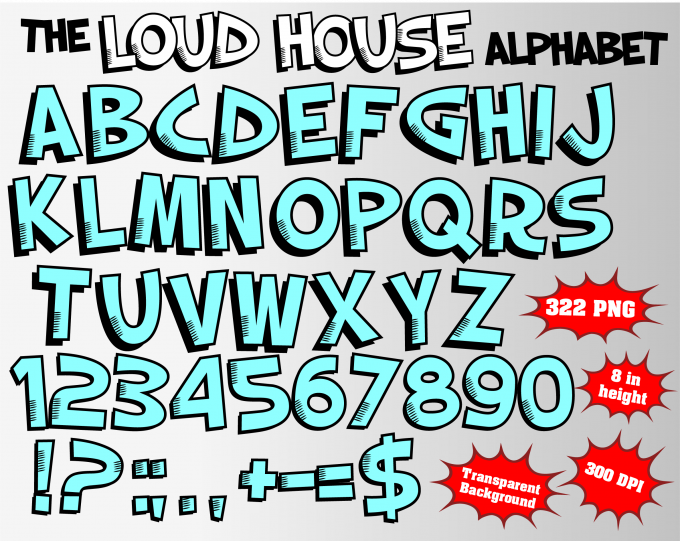The Loud House png Alphabet, Numbers and Symbols