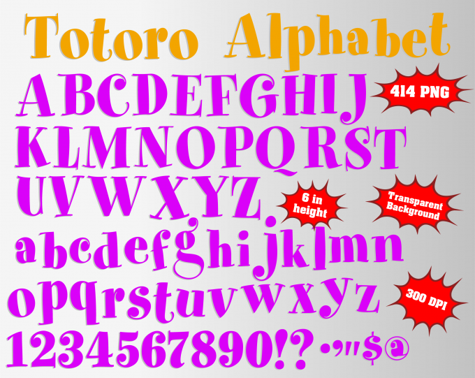 Totoro png Alphabet, Numbers and Symbols