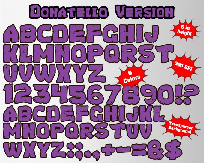 Ninja Turtles png Alphabet, Numbers and Symbols