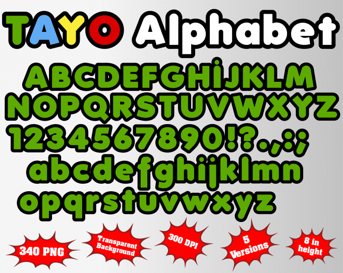 tayo png Alphabet, Numbers and Symbols