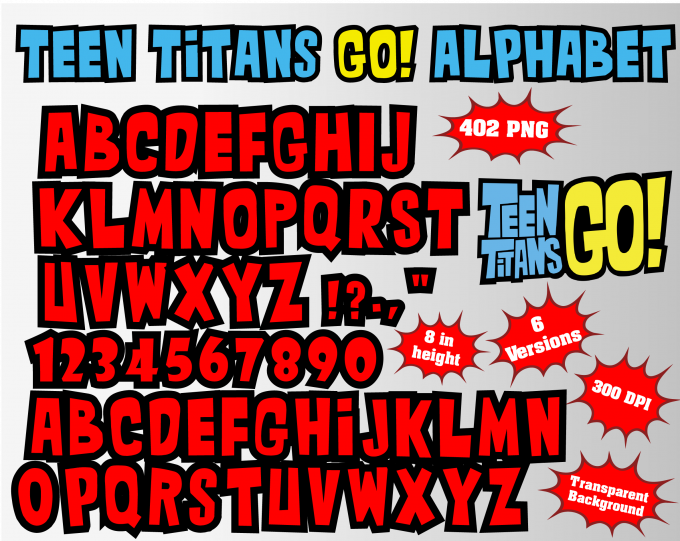 teen titans go! png Alphabet, Numbers and Symbols