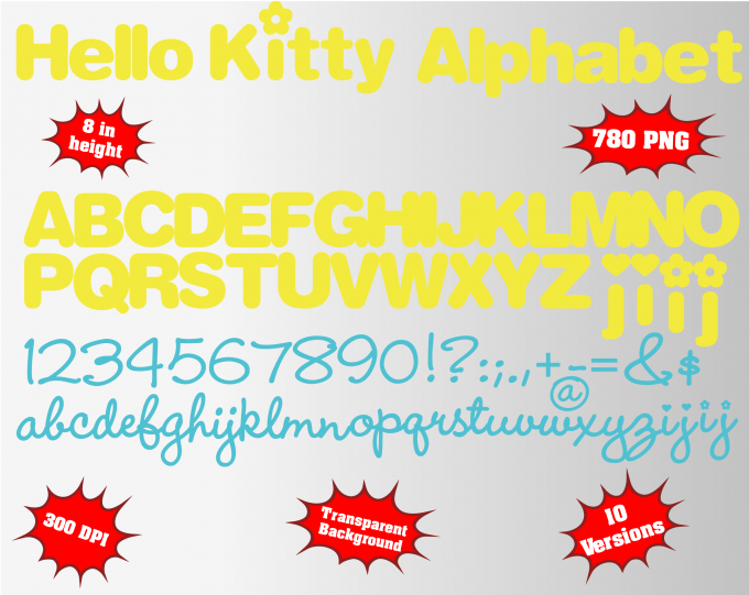 hello kitty font alphabet