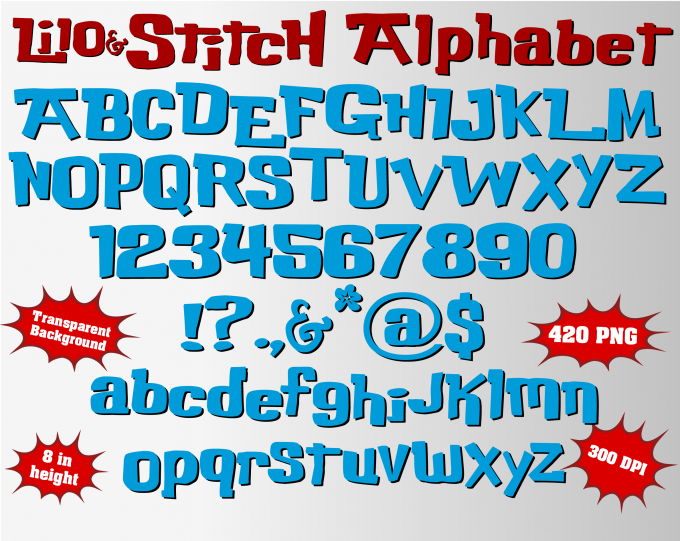 lilo&stitch png Alphabet, Numbers and Symbols