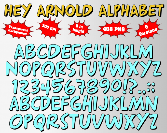Hey Arnold png Alphabet, Numbers and Symbols