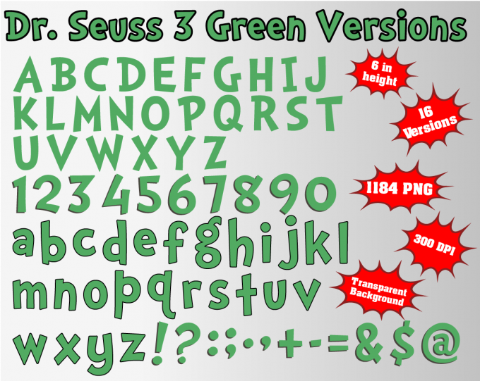 Dr. Seuss font alphabet
