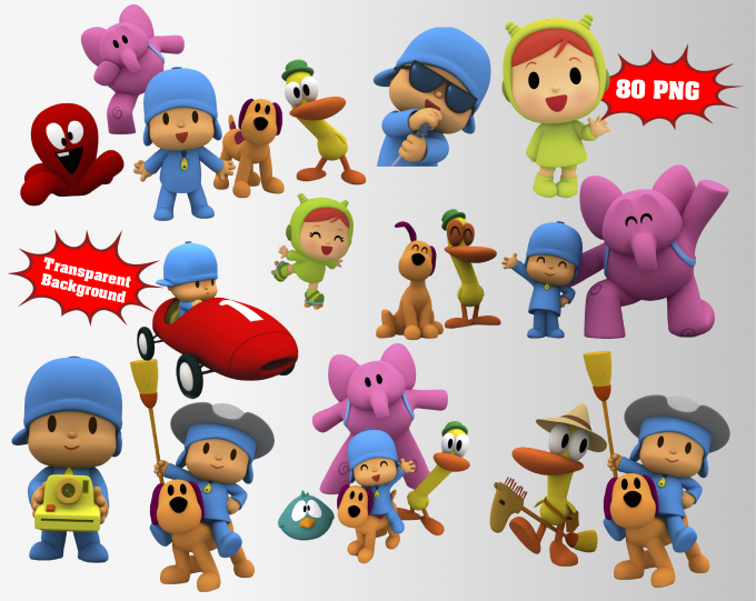 Pocoyo png clipart, birthday party decoration