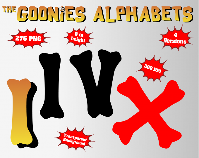 The Goonies png Alphabet, Numbers and Symbols