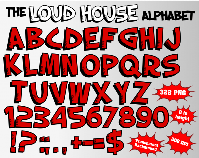 The Loud House png Alphabet, Numbers and Symbols
