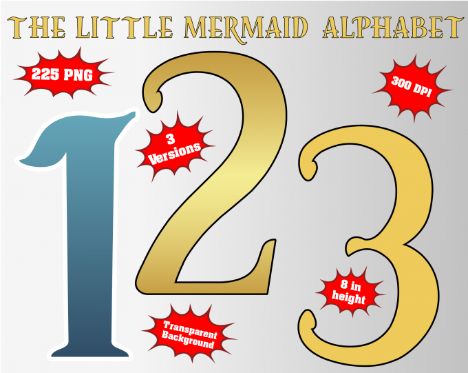 The Little Mermaid png Alphabet, Numbers and Symbols
