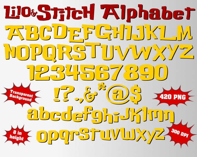 lilo&stitch png Alphabet, Numbers and Symbols