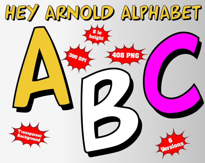 Hey Arnold png Alphabet, Numbers and Symbols