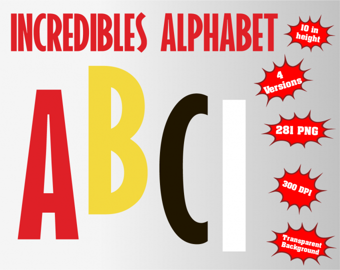 The Incredibles png Alphabet, Numbers and Symbols