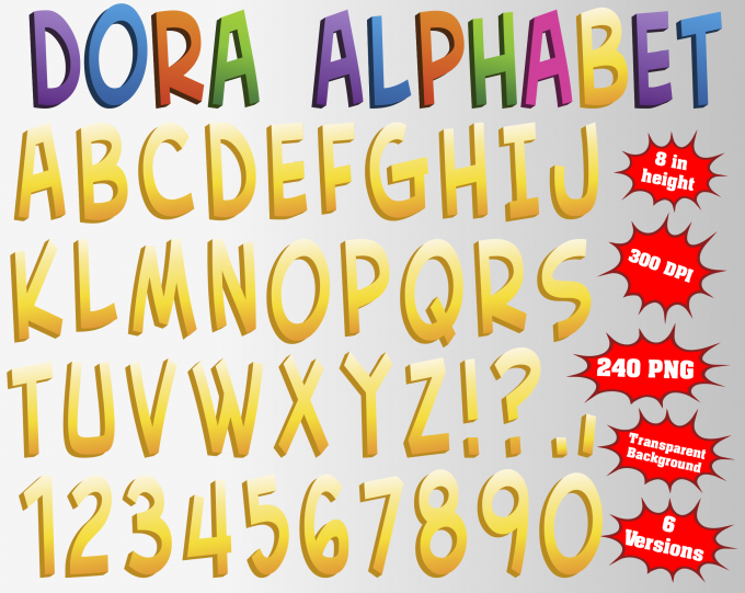 Dora The Explorer png Alphabet, Numbers and Symbols