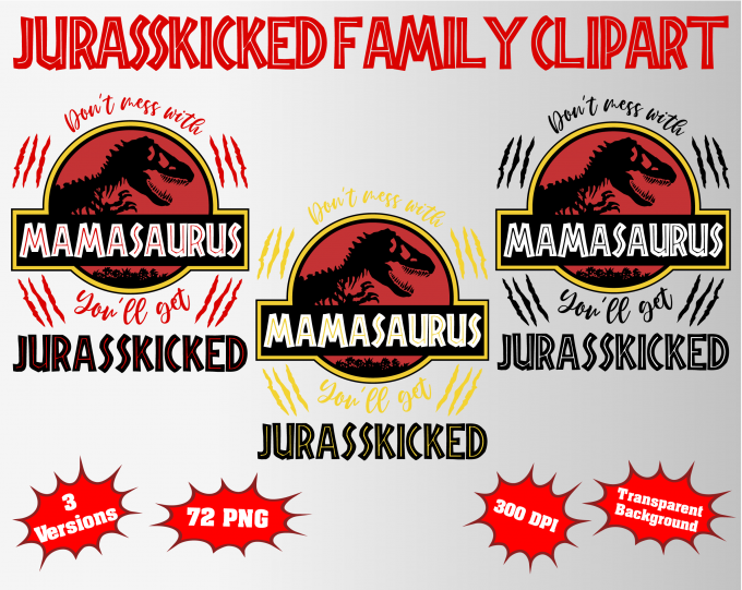 Jurasskicked Family png clipart, birthday party decoration