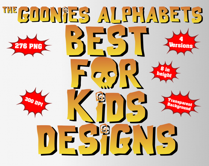 The Goonies png Alphabet, Numbers and Symbols