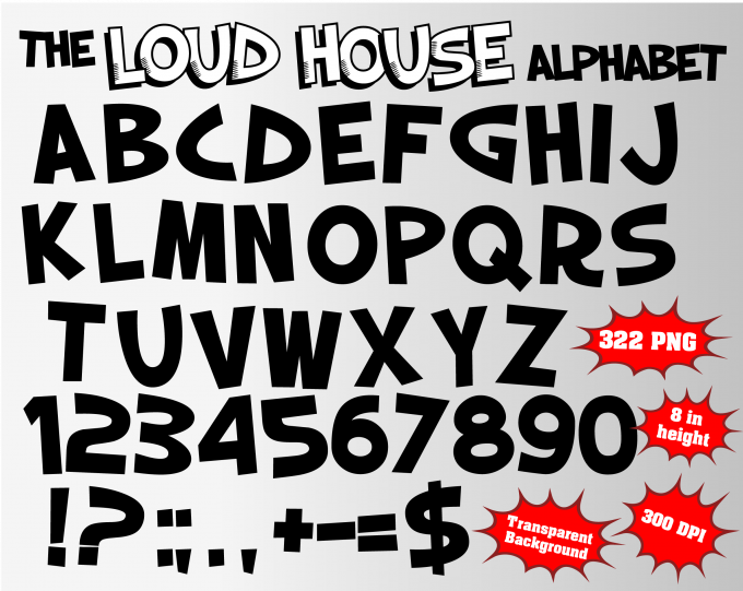 The Loud House png Alphabet, Numbers and Symbols