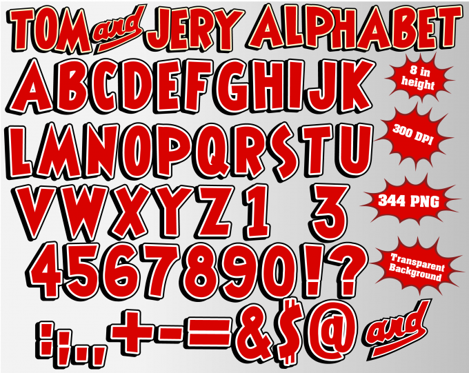 Tom and jerry png Alphabet, Numbers and Symbols