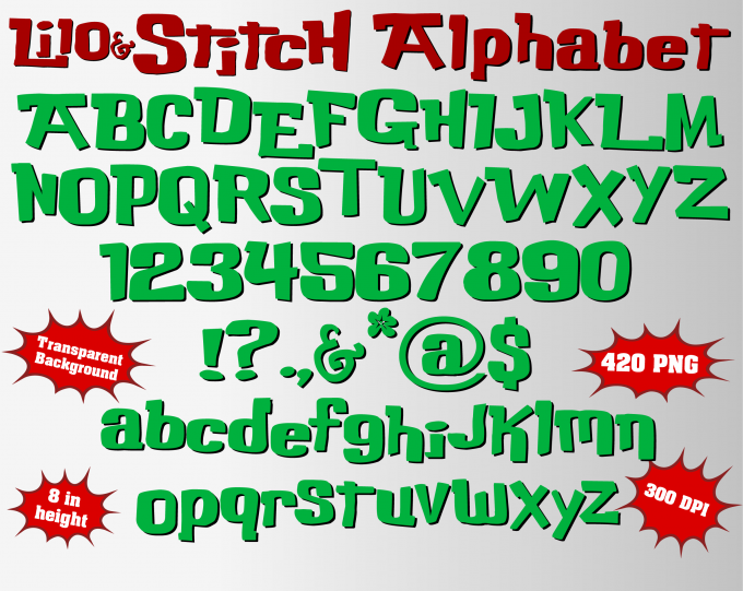 lilo&stitch png Alphabet, Numbers and Symbols