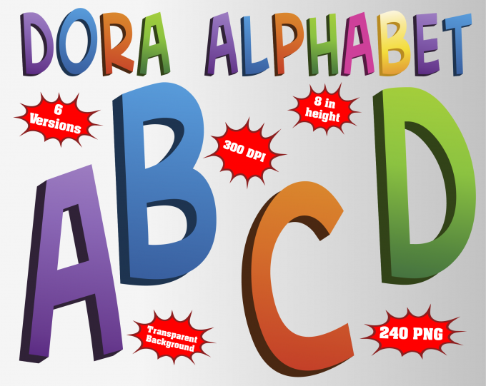 Dora The Explorer png Alphabet, Numbers and Symbols