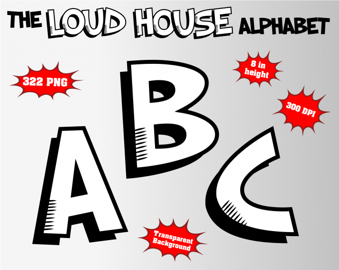 The Loud House png Alphabet, Numbers and Symbols