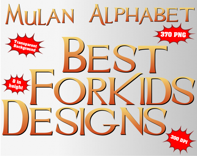 Mulan png Alphabet, Numbers and Symbols