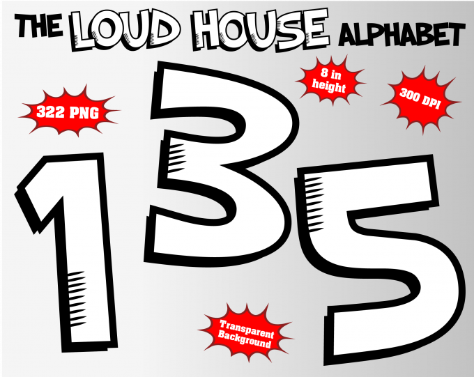 The Loud House png Alphabet, Numbers and Symbols