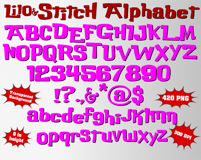 lilo&stitch png Alphabet, Numbers and Symbols