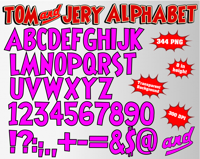 Tom and jerry png Alphabet, Numbers and Symbols