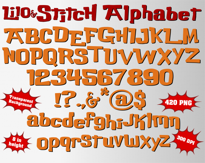 lilo&stitch png Alphabet, Numbers and Symbols