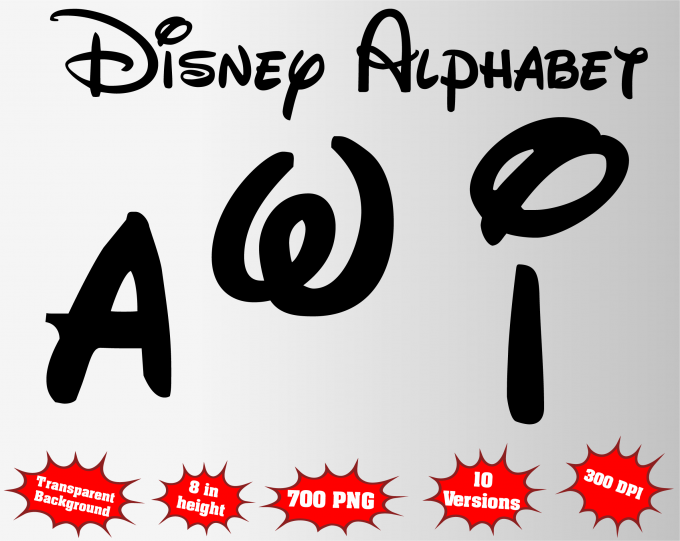 Disney png Alphabet, Numbers and Symbols