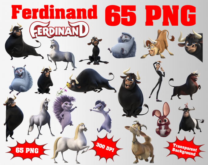 Ferdinand png clipart, birthday party decoration