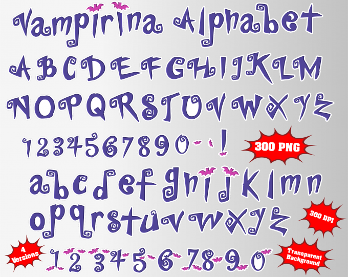 Vampirina png Alphabet, Numbers and Symbols