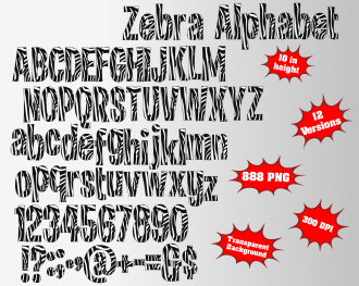 Zebra png Alphabet, Numbers and Symbols