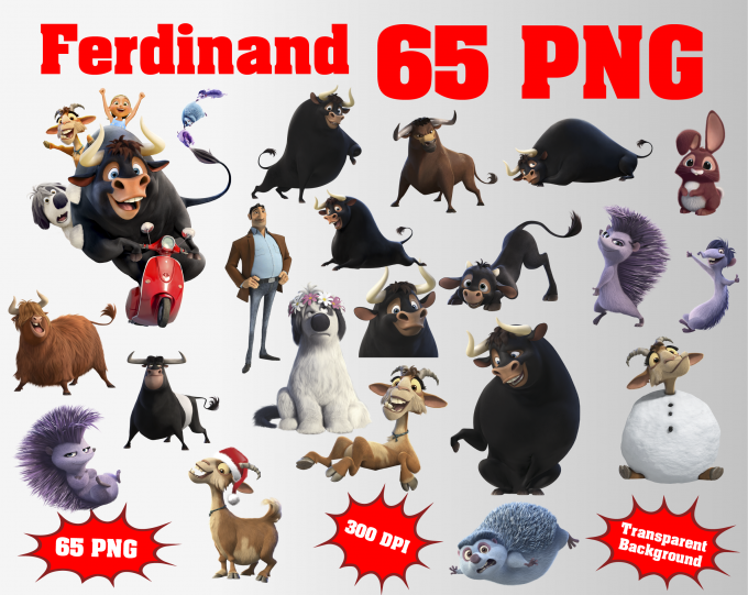 Ferdinand png clipart, birthday party decoration