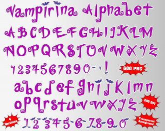 Vampirina png Alphabet, Numbers and Symbols