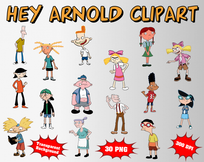 Hey Arnold png clipart, birthday party decoration