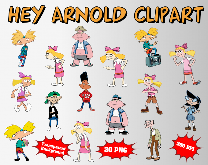 Hey Arnold png clipart, birthday party decoration