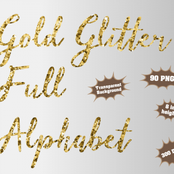 Gold Glitter png Alphabet, Numbers and Symbols