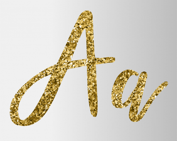 Gold Glitter png Alphabet, Numbers and Symbols