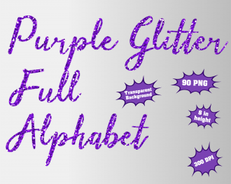 Purple Glitter png Alphabet, Numbers and Symbols