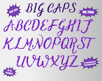 Purple Glitter png Alphabet, Numbers and Symbols