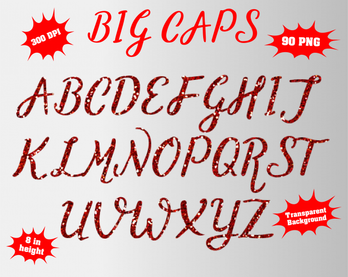 Red Glitter png Alphabet, Numbers and Symbols