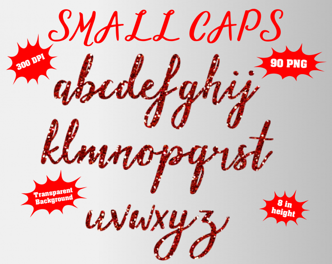 Red Glitter png Alphabet, Numbers and Symbols