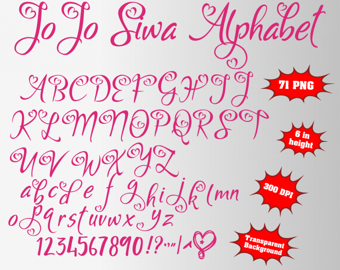 jo jo siwa font alphabet