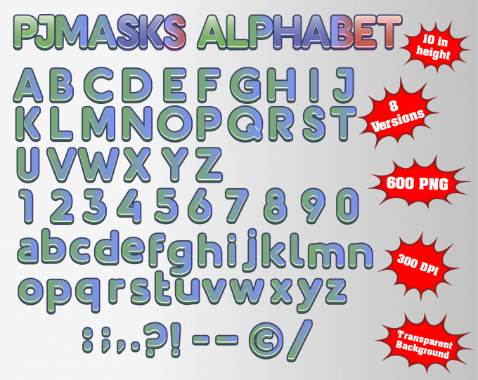 pj masks png Alphabet, Numbers and Symbols