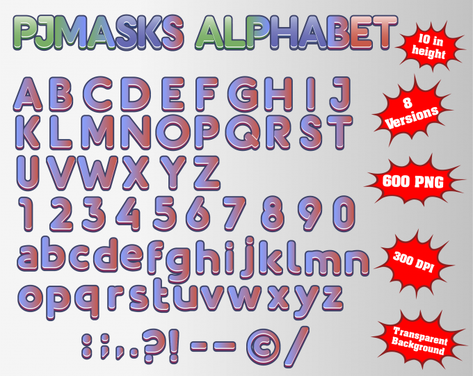 pj masks png Alphabet, Numbers and Symbols